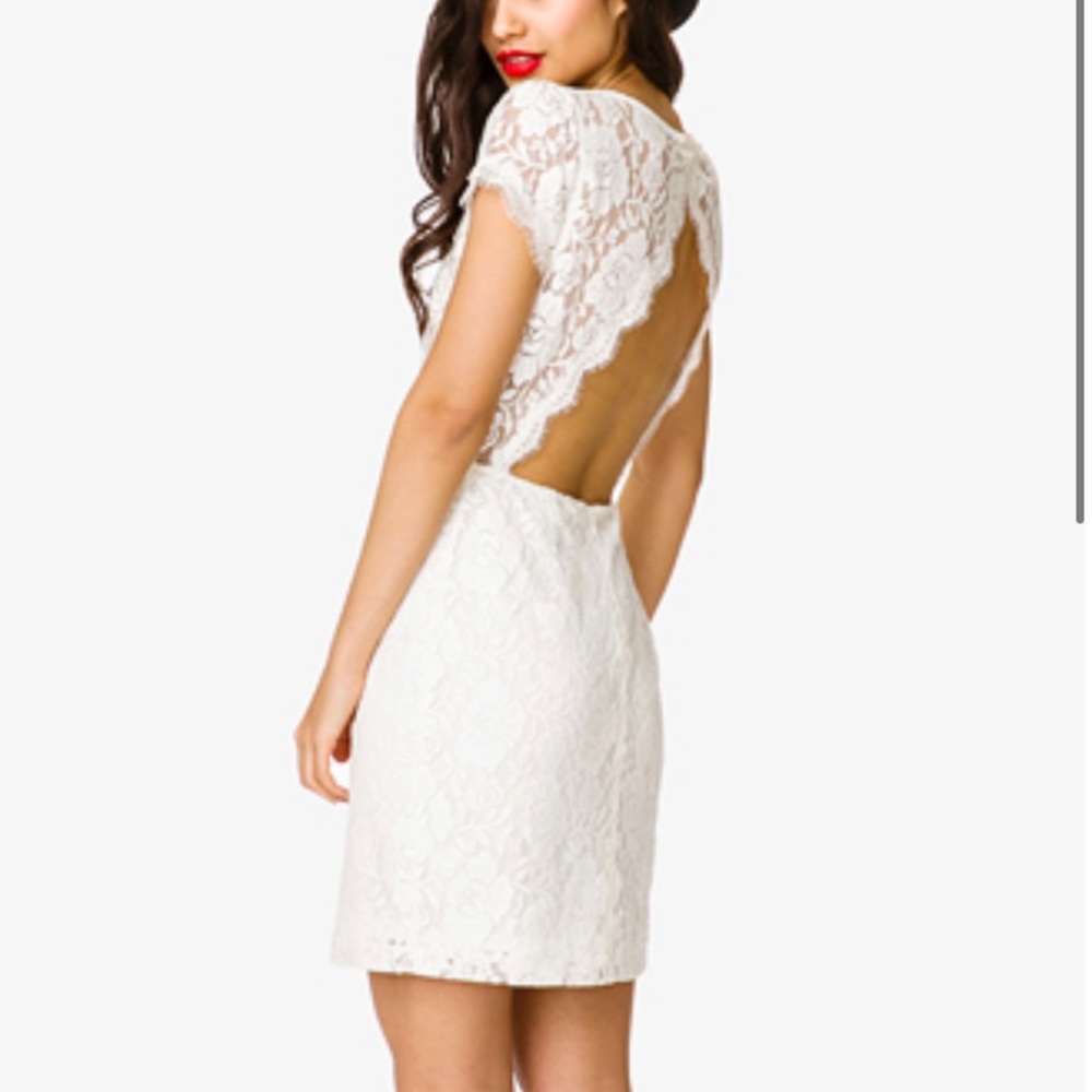 Forever 21 White Lace Open Back Dress